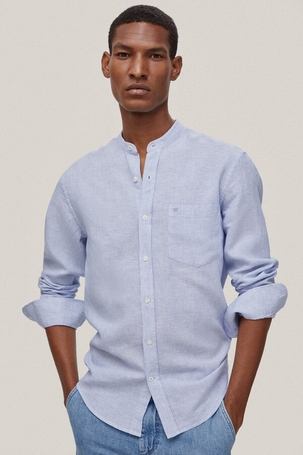 Pdh Camisas De Lino Pedro Del Hierro Camisa Lino Rayas Cuello Mao