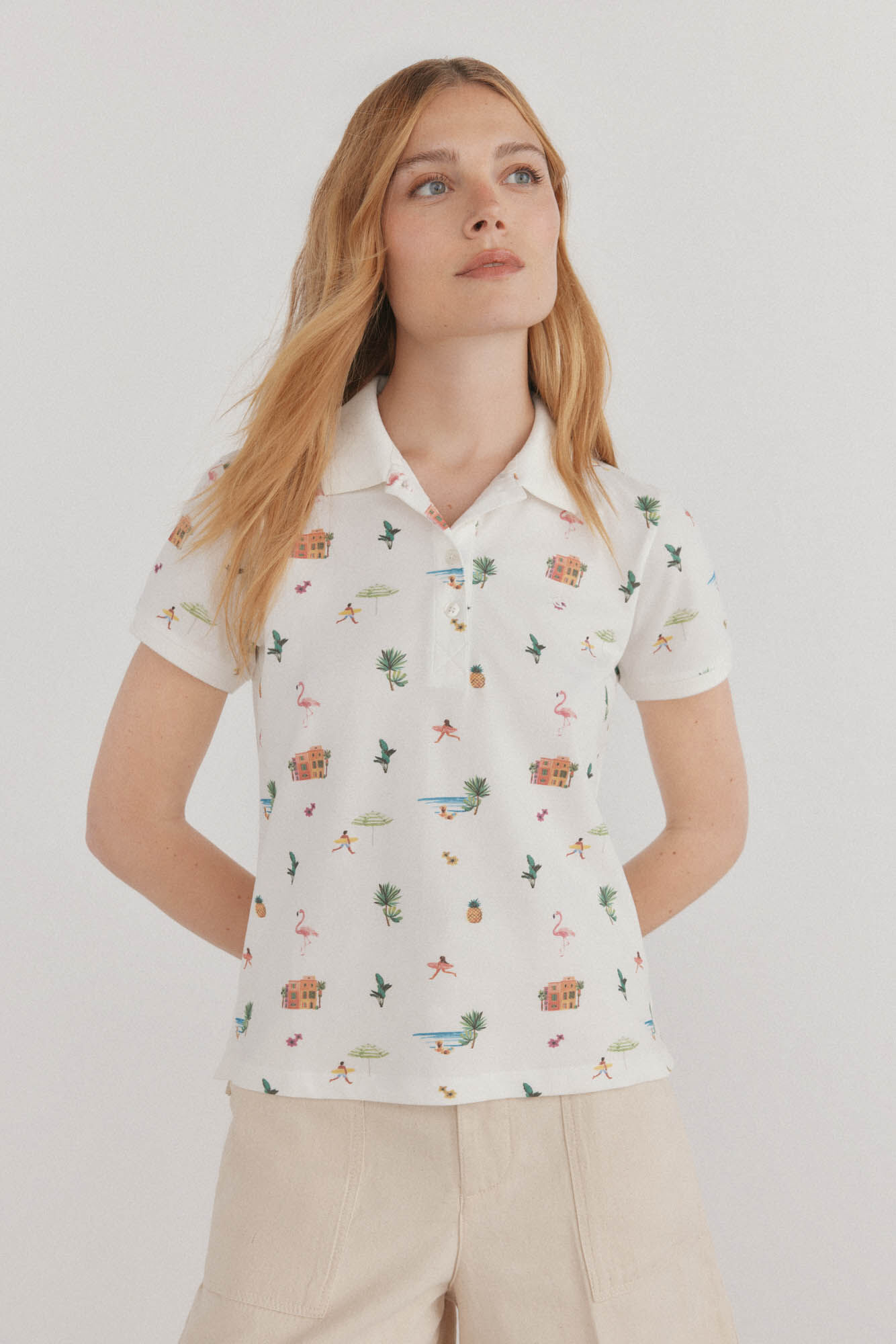 Pedro del Hierro Polo estampado manga curta
