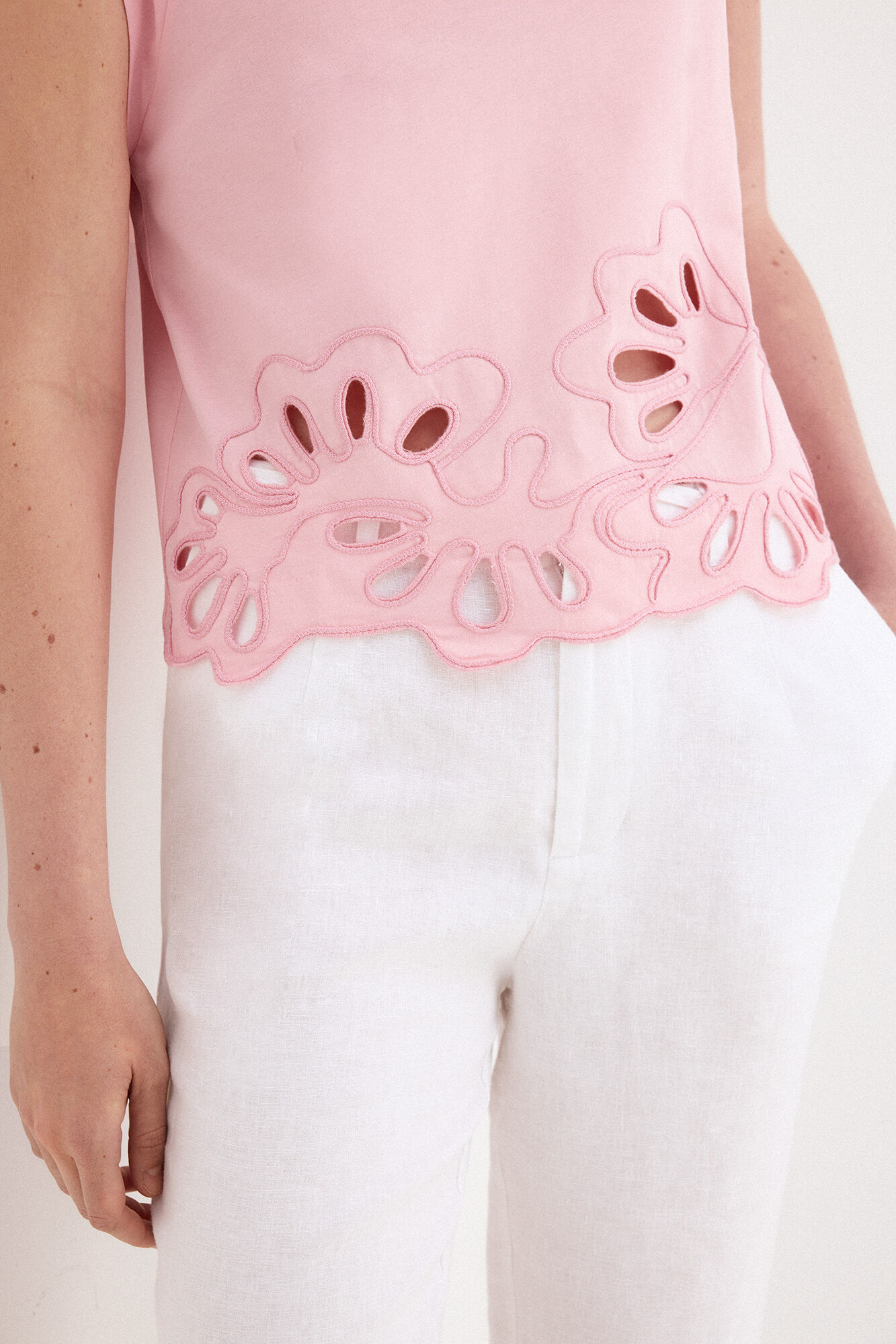 Pedro del Hierro T-shirt baixo bordado vazado