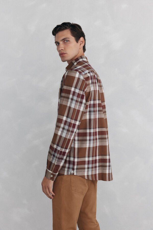 Pedro del Hierro Camisa twill cuadros Burdeos