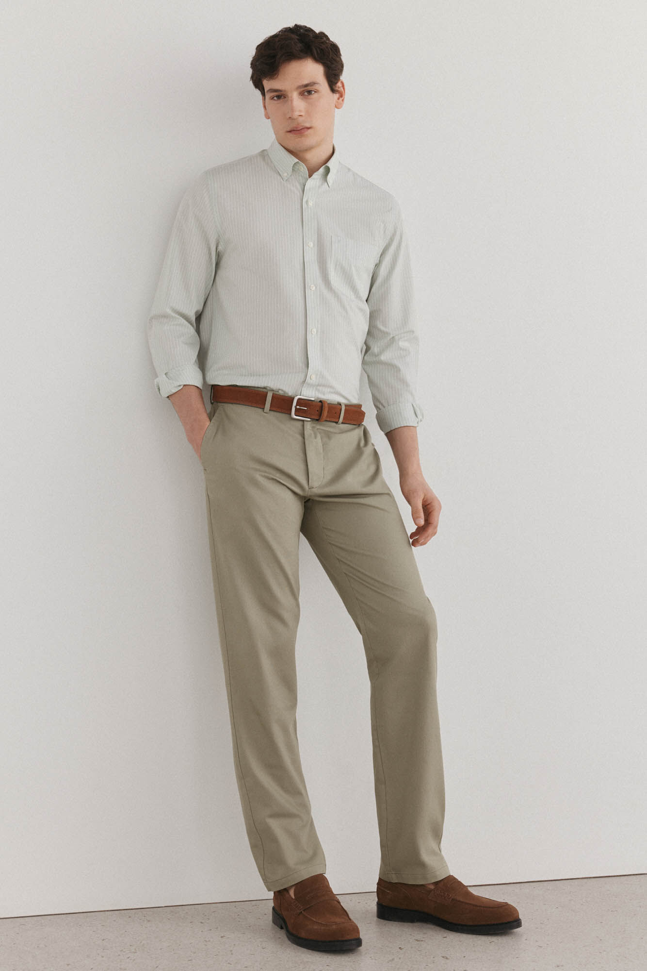 Pedro del Hierro Cal&ccedil;as cal&ccedil;as chino de linho de regular fit