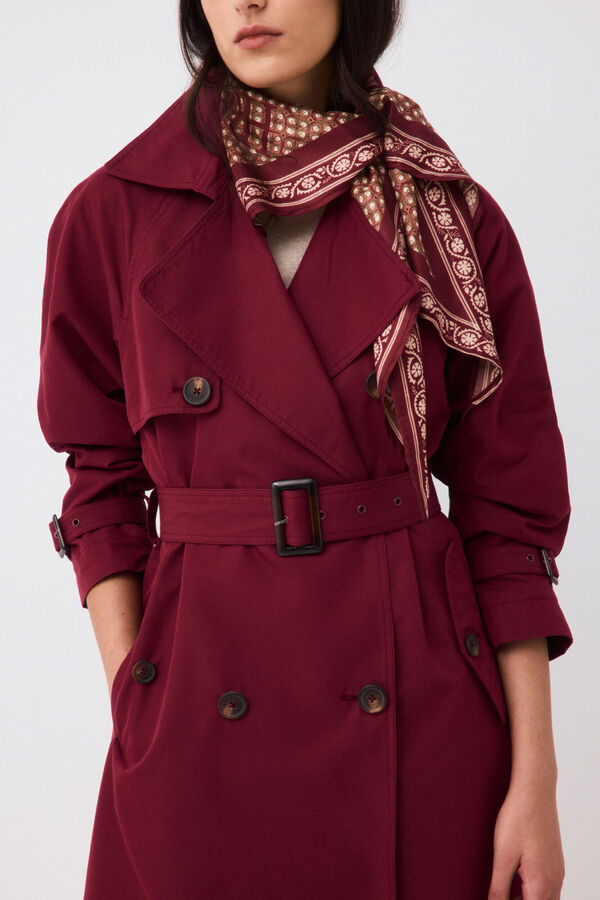 Pedro del Hierro Gabardina comprida len&ccedil;o Bordeaux