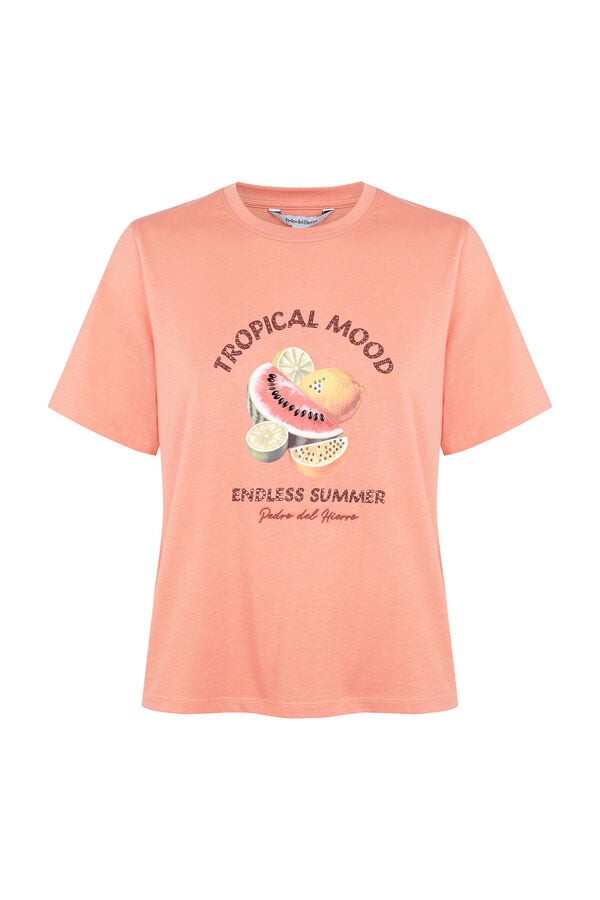 Pedro del Hierro T-shirt de manga curta com estampado na frente Rosa