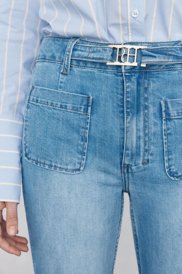 Pedro del Hierro Cal&ccedil;a jeans cropped Stovepipe Azul