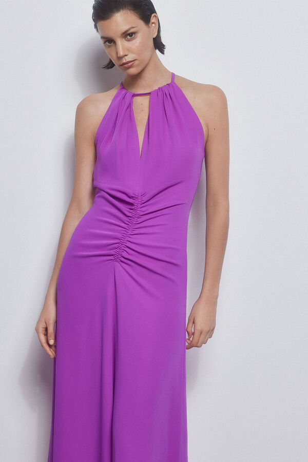 Pedro del Hierro Vestido halter fruncido Morado