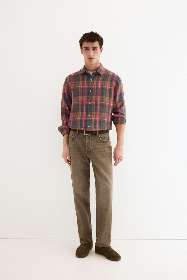 Pedro del Hierro Cal&ccedil;a jeans new straight castanho Marrom