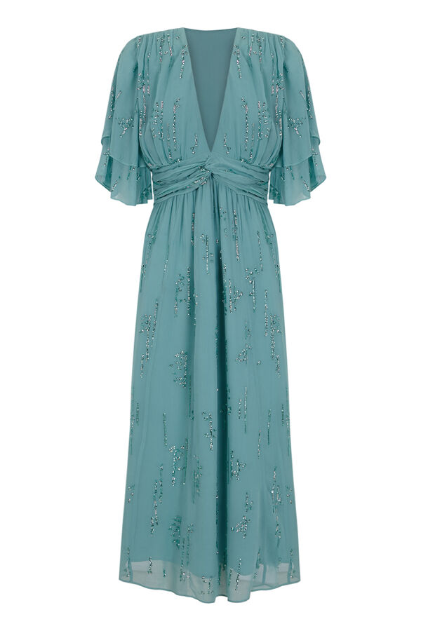 Pedro del Hierro Vestido de lentejuelas bordado Verde