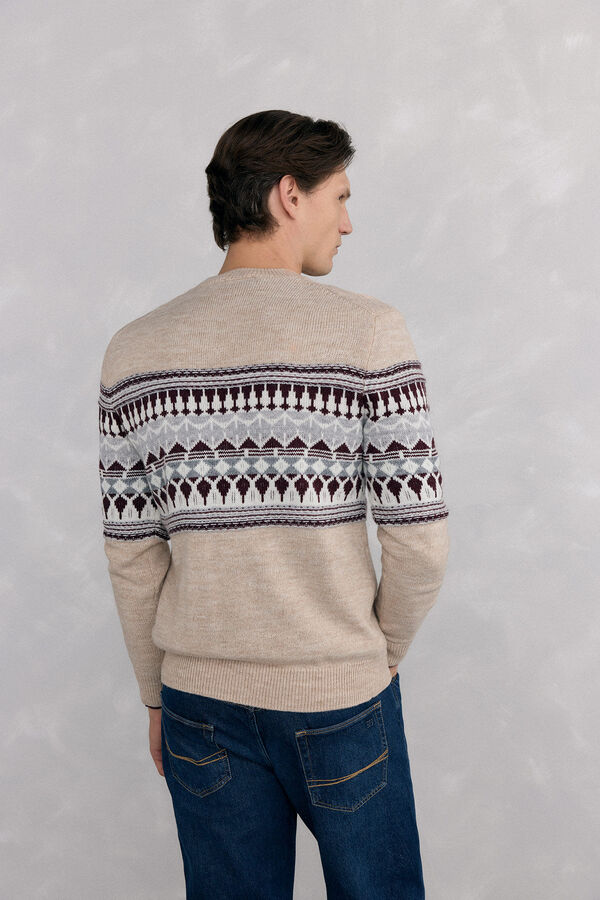 Pedro del Hierro Su&eacute;ter de natal com l&atilde; e alpaca, gola caixa Beige