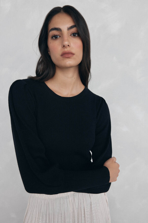 Pedro del Hierro Jersey canal&eacute; manga abullonada Negro