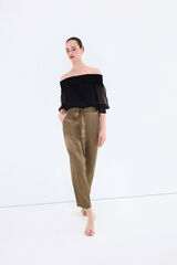 Pedro del Hierro Cal&ccedil;a em cetim verde Verde