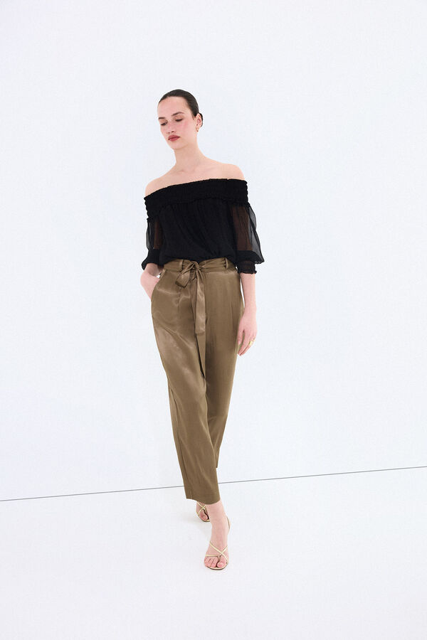 Pedro del Hierro Cal&ccedil;a em cetim verde Verde