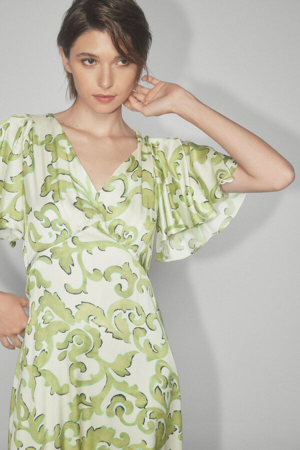 TFP by Tamara Falcó Vestido M/C estampado cenefa Verde