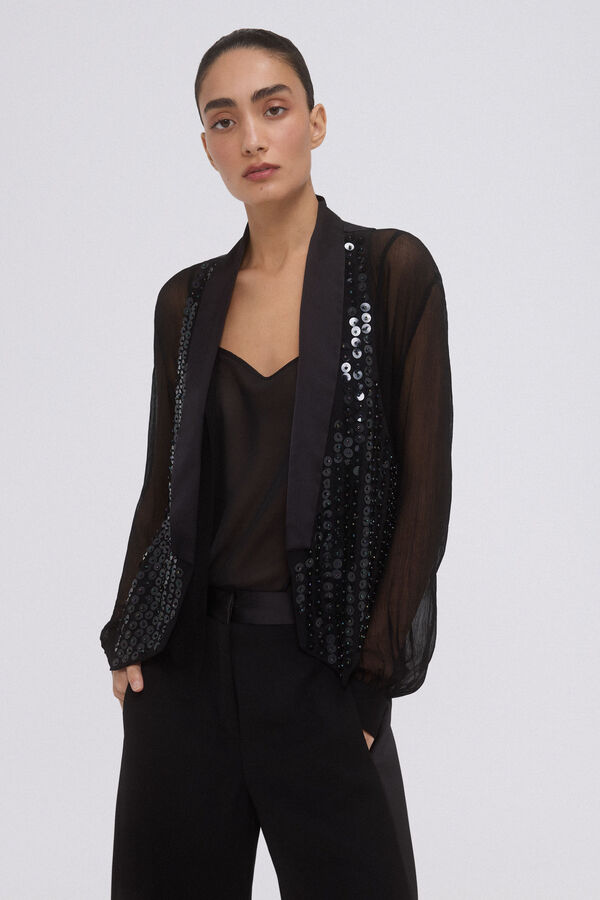 Pedro del Hierro Chaleco lentejuelas negro Negro