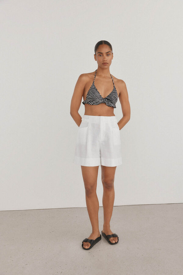 Pedro del Hierro Top bikini halter com babado Preto