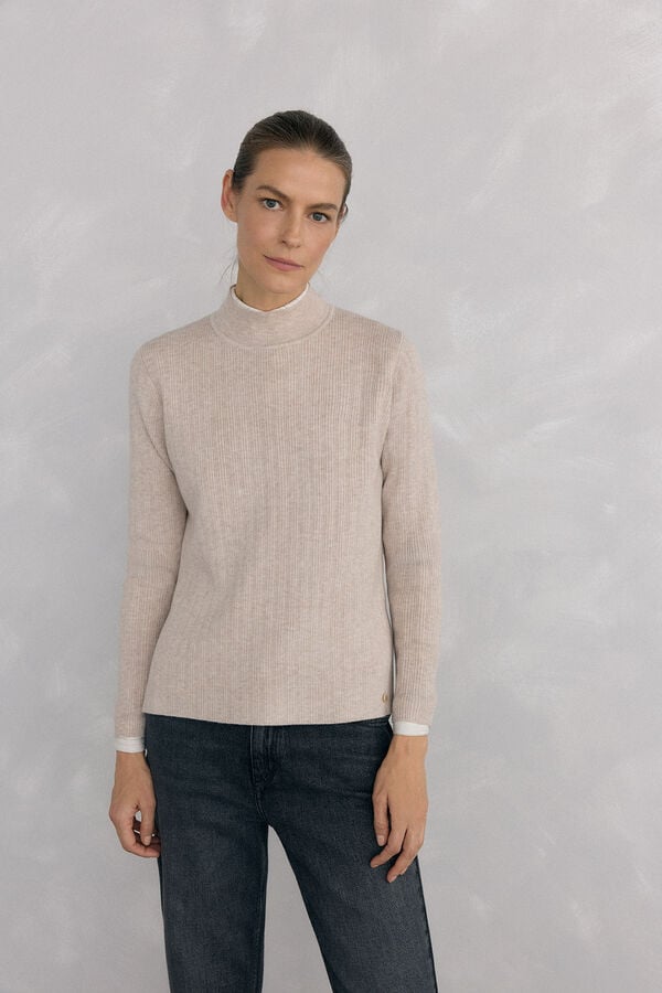 Pedro del Hierro Jersey efecto plisado canal&eacute; Crudo
