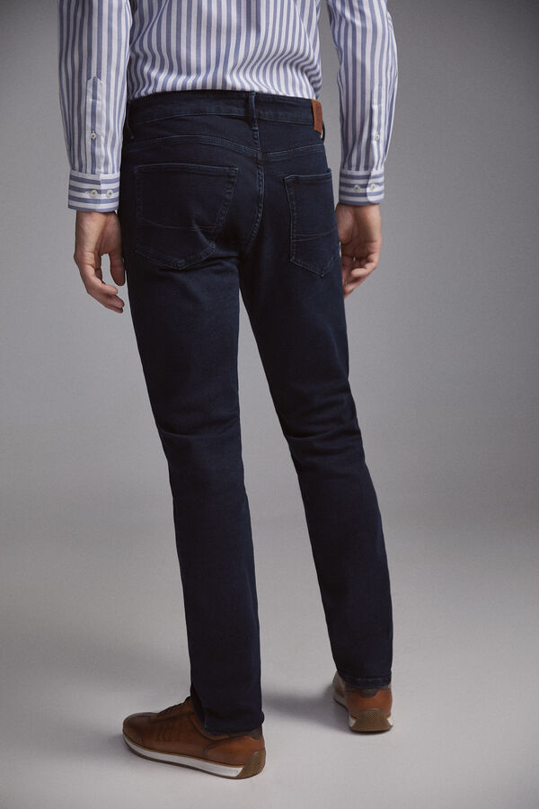 Pedro del Hierro Jeans premium tato caxemira slim lavagem sobretingida. Azul