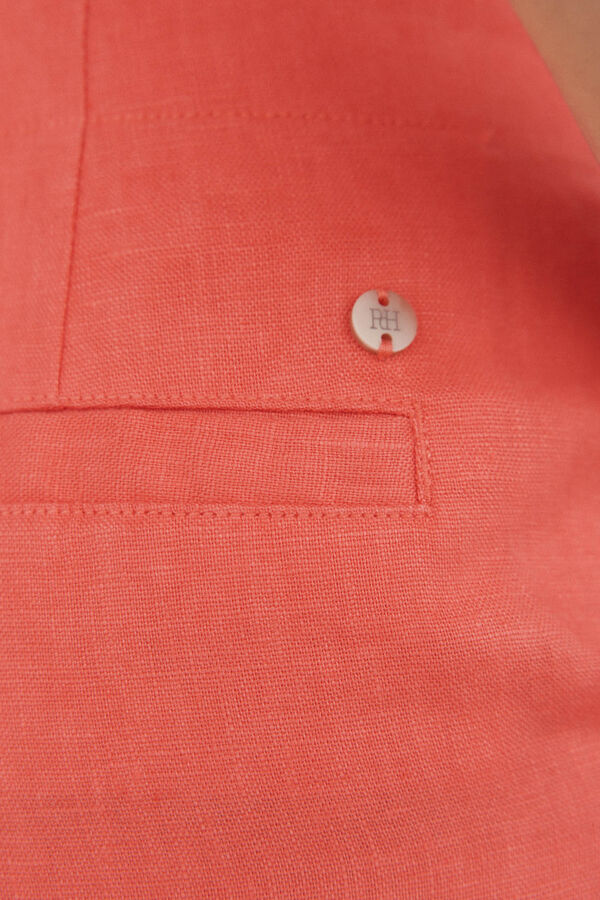 Pedro del Hierro Pantalones lino straight cropped Coral
