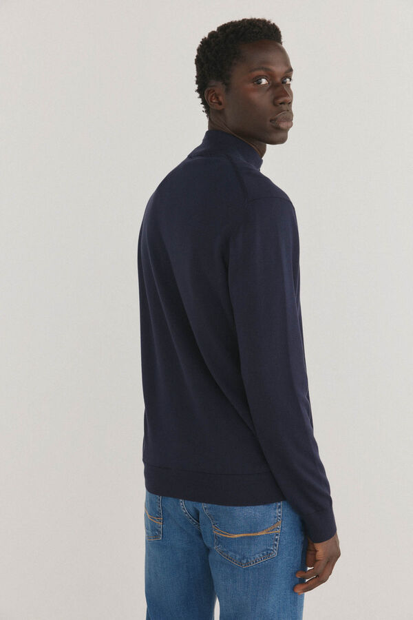 Pedro del Hierro C&aacute;rdigan fino algod&oacute;n premium cremallera Azul