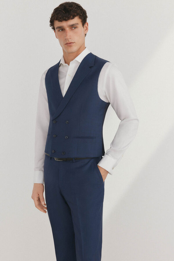 Pedro del Hierro Chaleco cruzado cuadros Azul