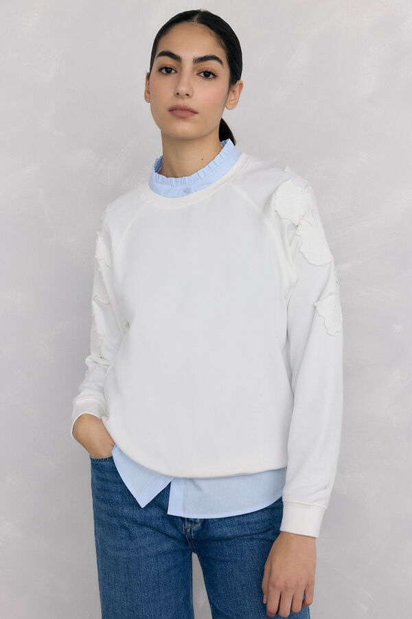 Pedro del Hierro Sudadera bordados flores Blanco
