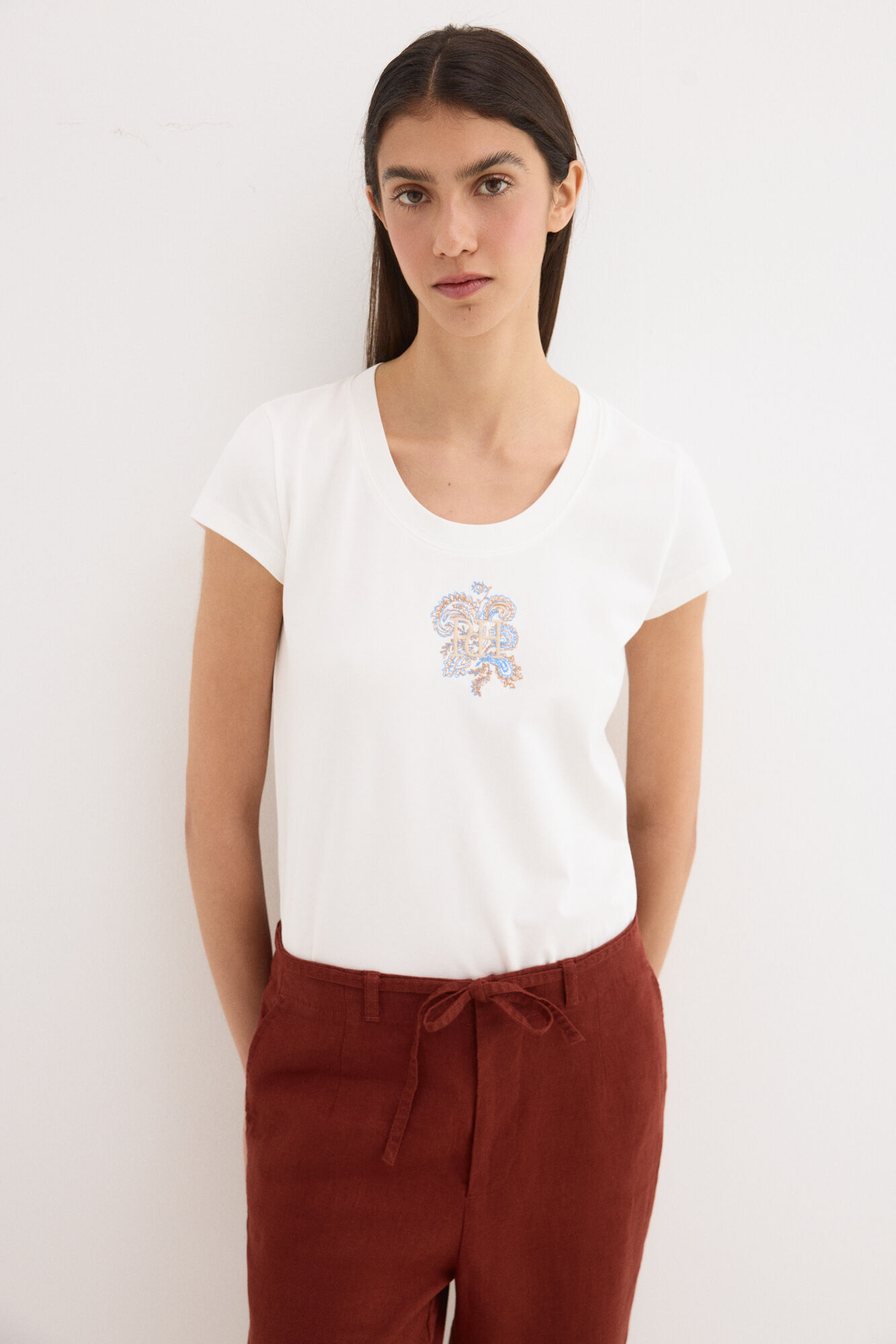Pedro del Hierro T-shirt de manga curta com bordado