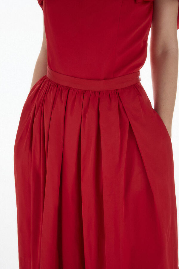 TFP by Tamara Falc&oacute; Saia midi de tafet&aacute; Vermelho