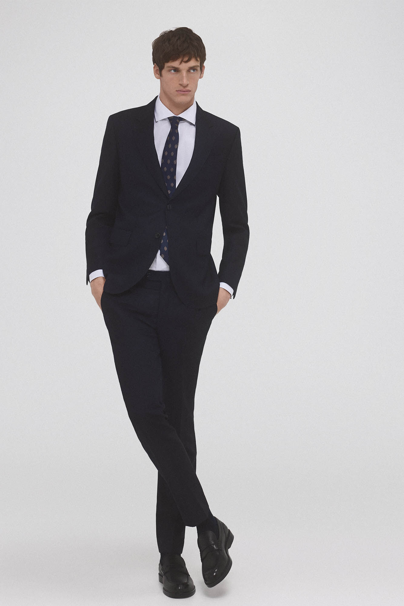 Pedro del Hierro Pantal&oacute;n de traje tejido ojo de perdiz