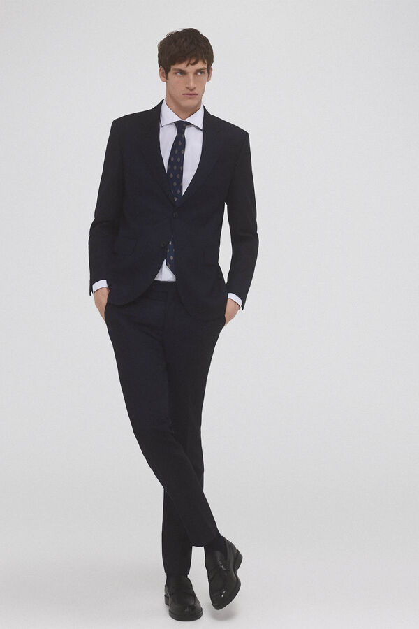 Pedro del Hierro Pantal&oacute;n de traje tejido ojo de perdiz Azul