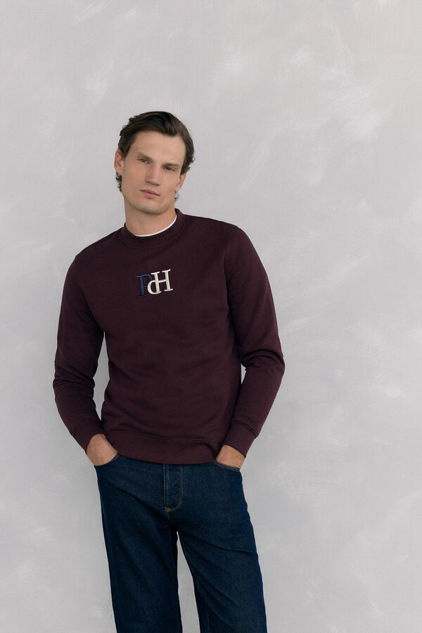 Pedro del Hierro Sudadera logo cuello caja Burdeos