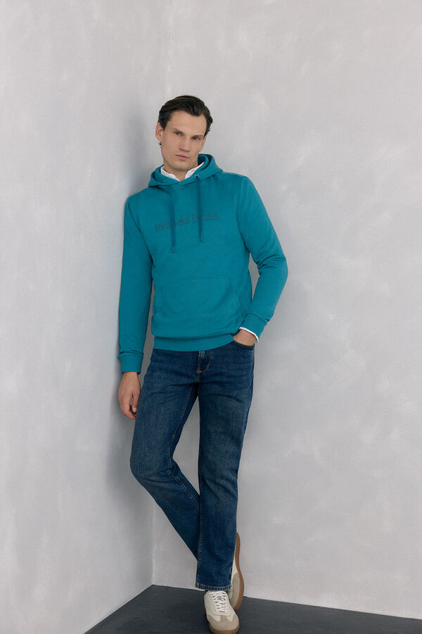 Pedro del Hierro Sweatshirt com capuz com logo Turquesa