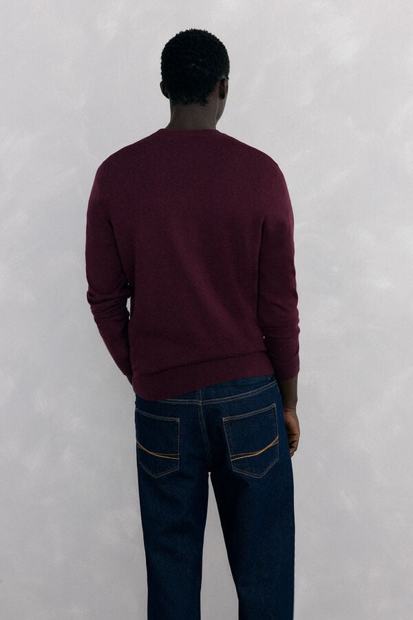 Pedro del Hierro Jersey cuello caja lana merino y cashmere Burdeos