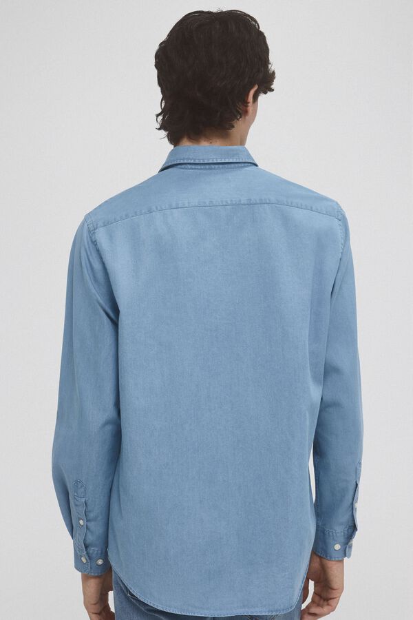 Pedro del Hierro Camisa denim de tecido italiano Azul