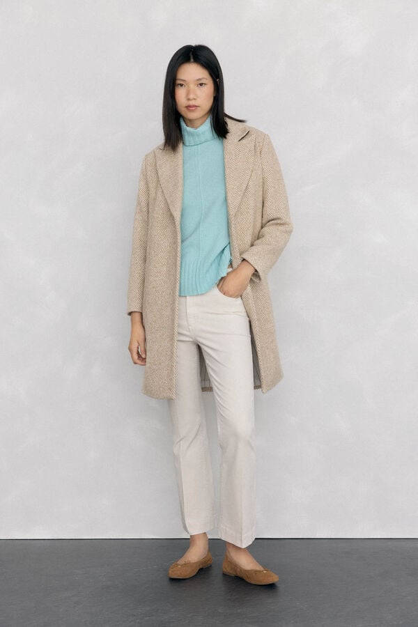 Pedro del Hierro Cal&ccedil;a flare de veludo cropped Ecru