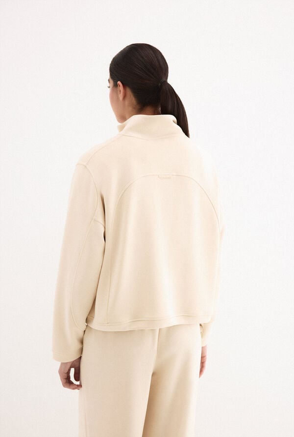 Pedro del Hierro Sweatshirt soft touch com gola Beige