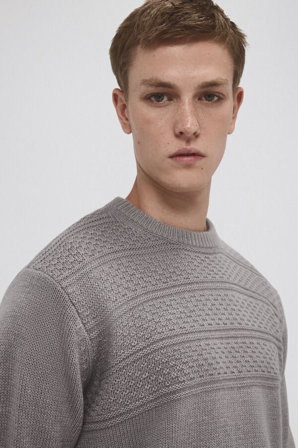 Pedro del Hierro Jersey lana fantas&iacute;a cuello redondo Gris