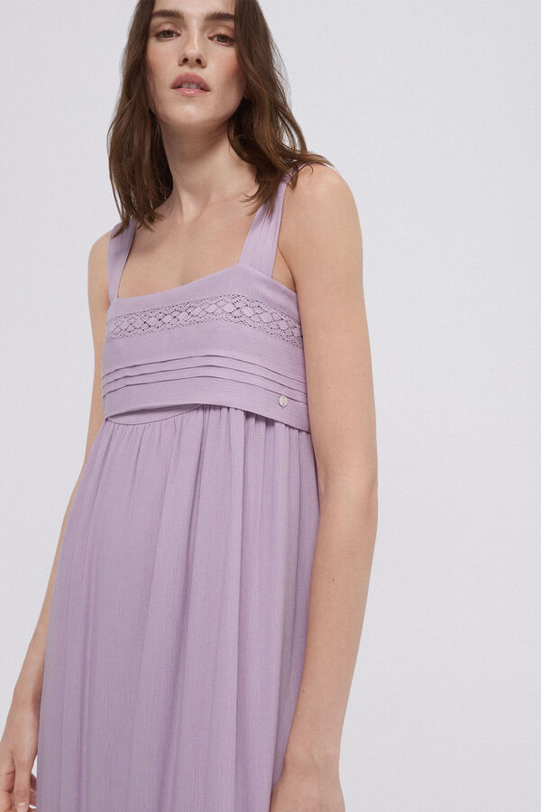 Pedro del Hierro Vestido de tirantes con volante Morado