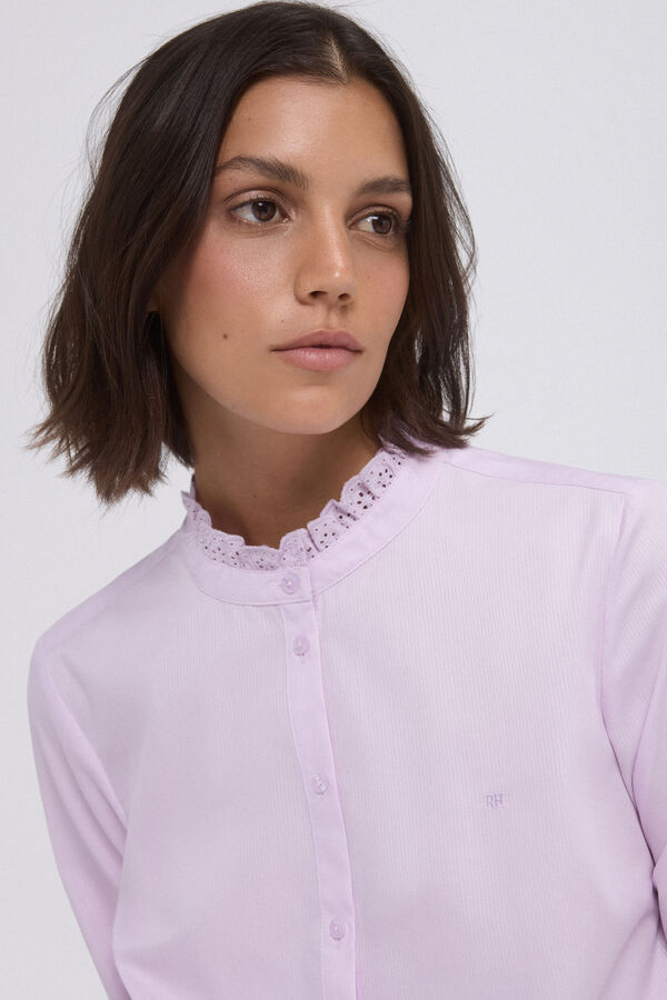 Pedro del Hierro Camisa b&aacute;sica detalle volantes bordados Rosa