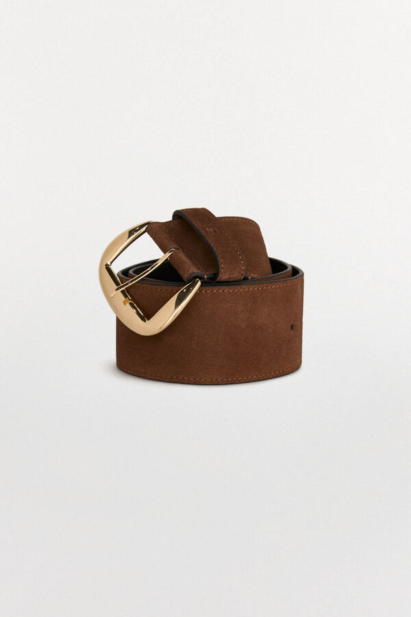 Pedro del Hierro Cinto largo de pele com fivela oval Marrom