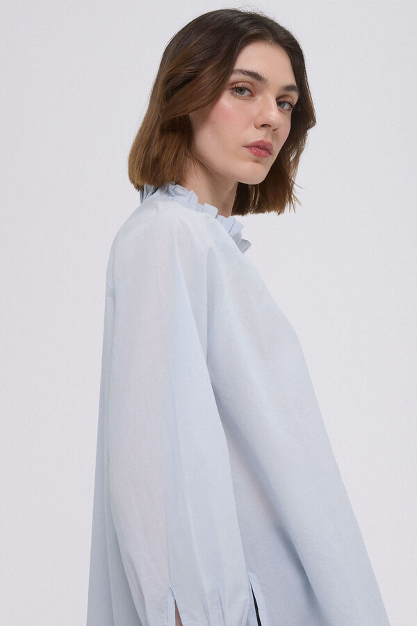 Pedro del Hierro Blusa voile cuello volante Azul