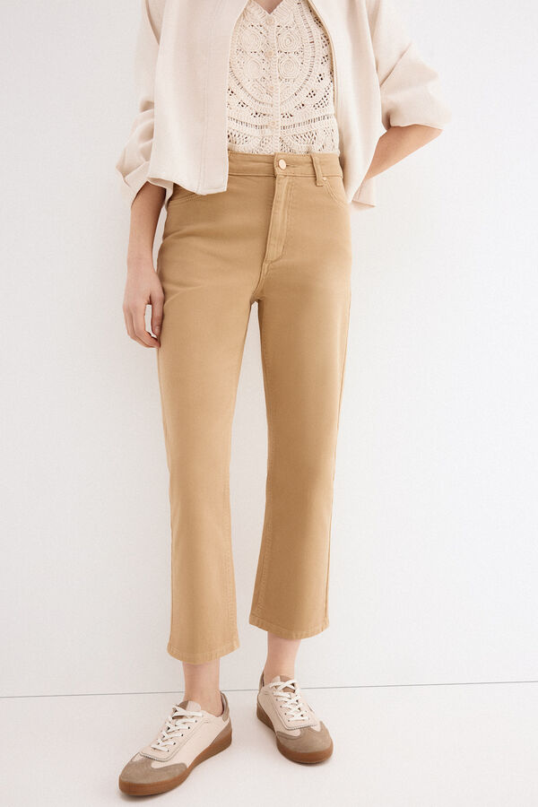 Pedro del Hierro Jeans straight capri basic Beige