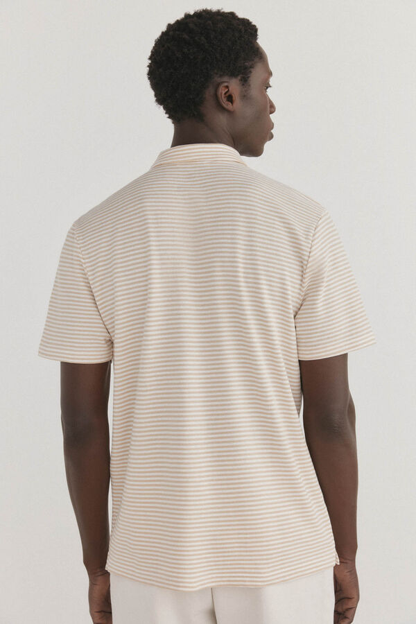 Pedro del Hierro Polo riscas gola aberta Beige