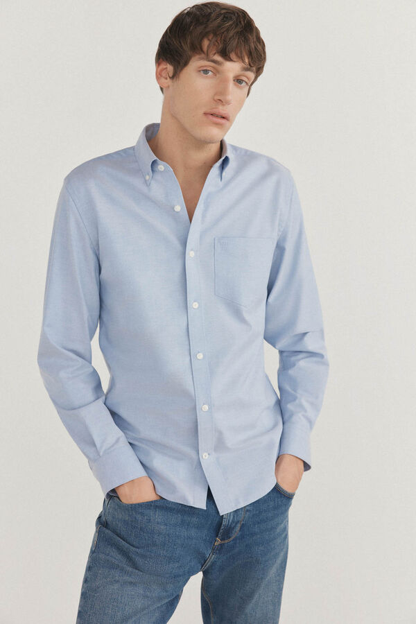 Pedro del Hierro Camisa non iron oxford liso Azul