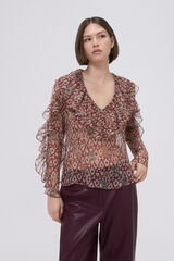 TFP by Tamara Falcó Blusa de seda estampada Marrón