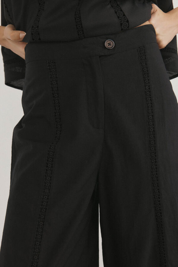 Pedro del Hierro Pantalon cropped ancho Negro