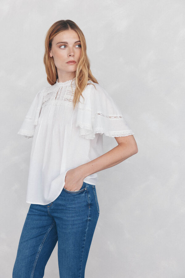 Pedro del Hierro Blusa rom&acirc;ntica Ecru