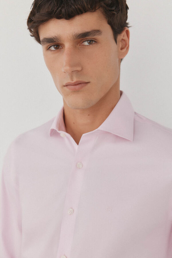 Pedro del Hierro Camisa social lisa que n&atilde;o pode ser passada a ferro + resistente a manchas Rosa
