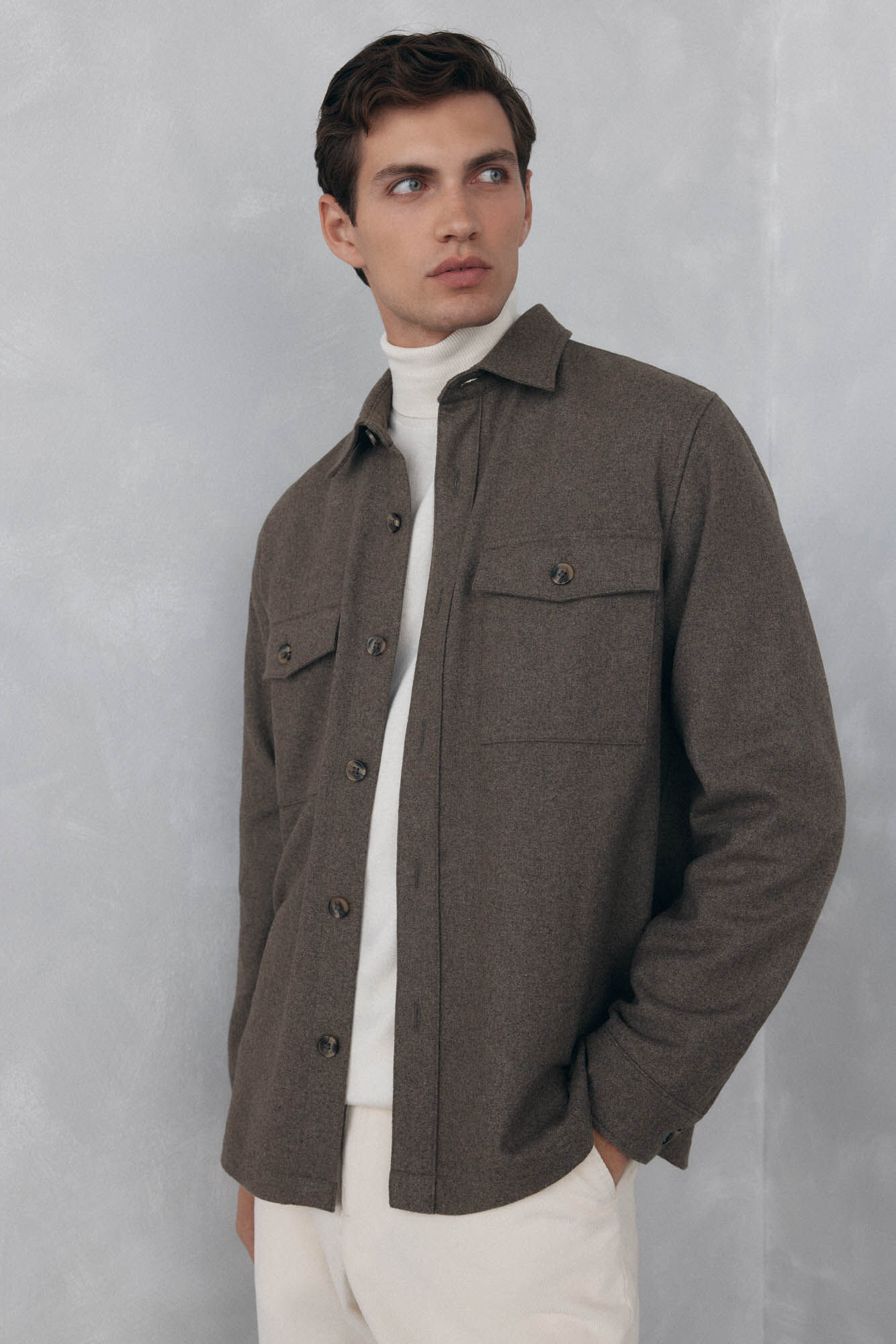Pedro del Hierro Sobrecamisa de l&atilde; lisa