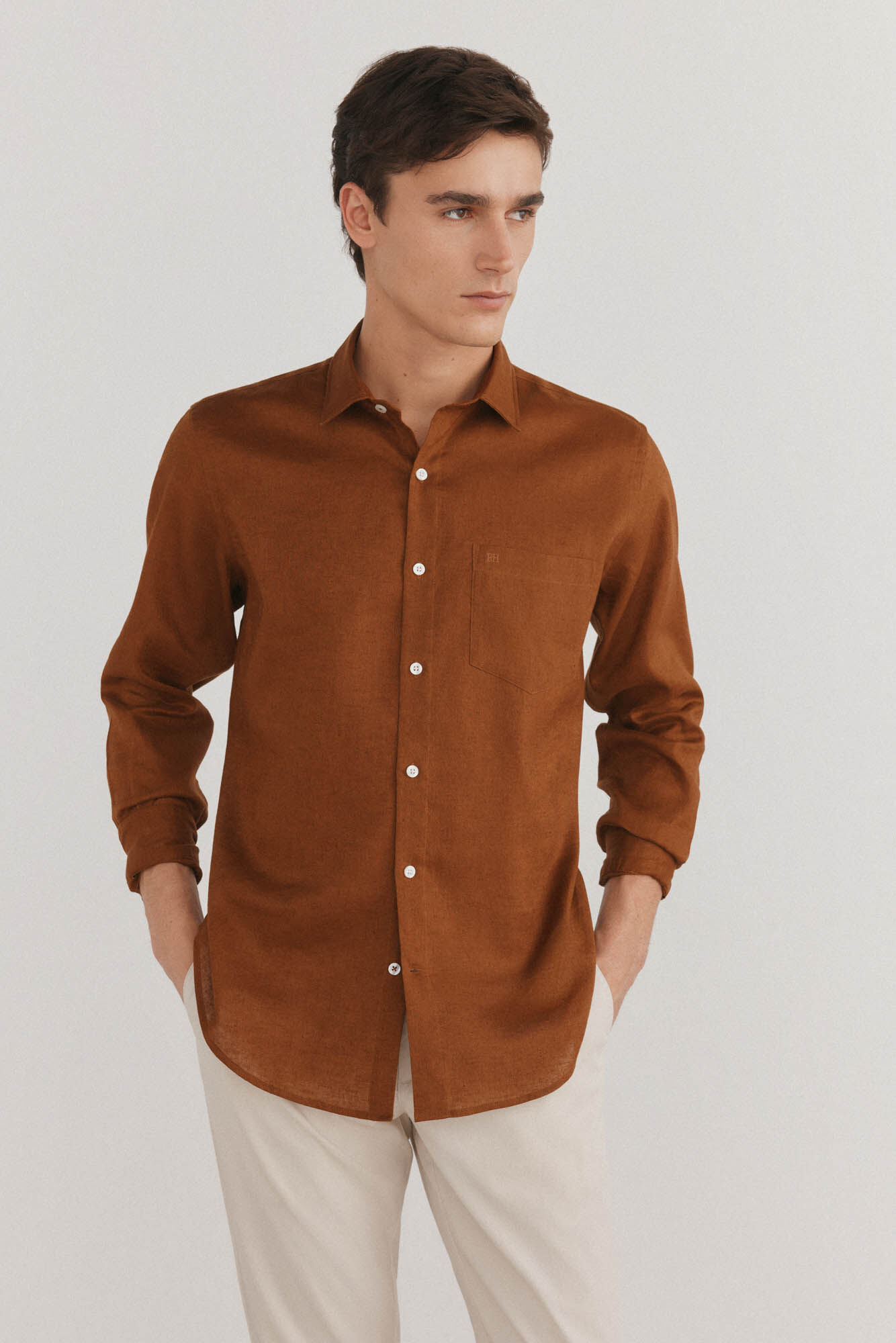 Pedro del Hierro Camisa linho lisa