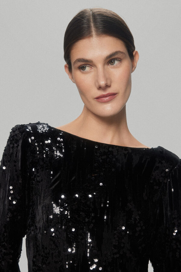 Pedro del Hierro Vestido de terciopelo y lentejuelas Negro