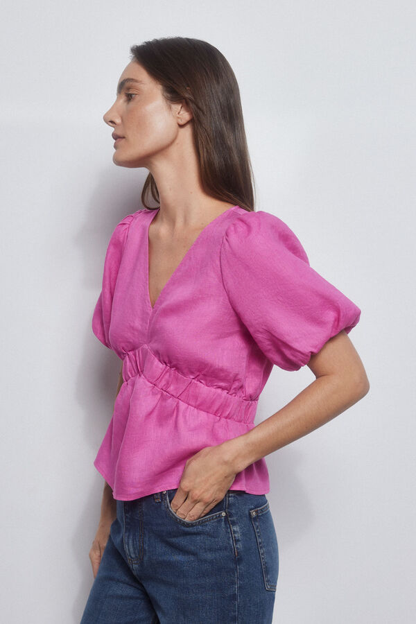 Pedro del Hierro Top lino manga corta Morado